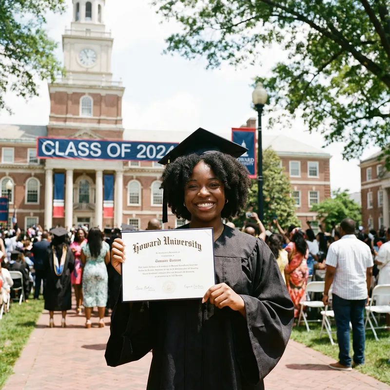 Proud College Graduate in Cap and Gown
