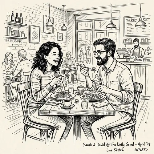 Couple Dining Together in a Cozy Cafe