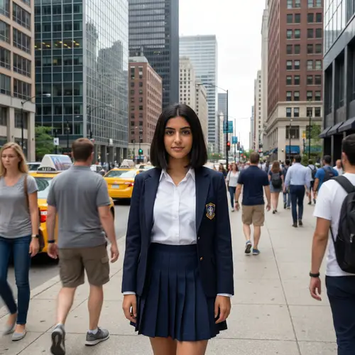 Captivating Middle-Eastern Girl in Traditional School Uniform