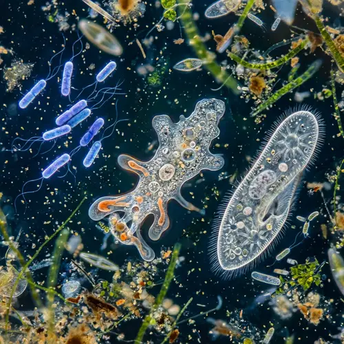 Microscopic Diversity: Bacteria, Amoeba and Paramecium in Aquatic Habitat