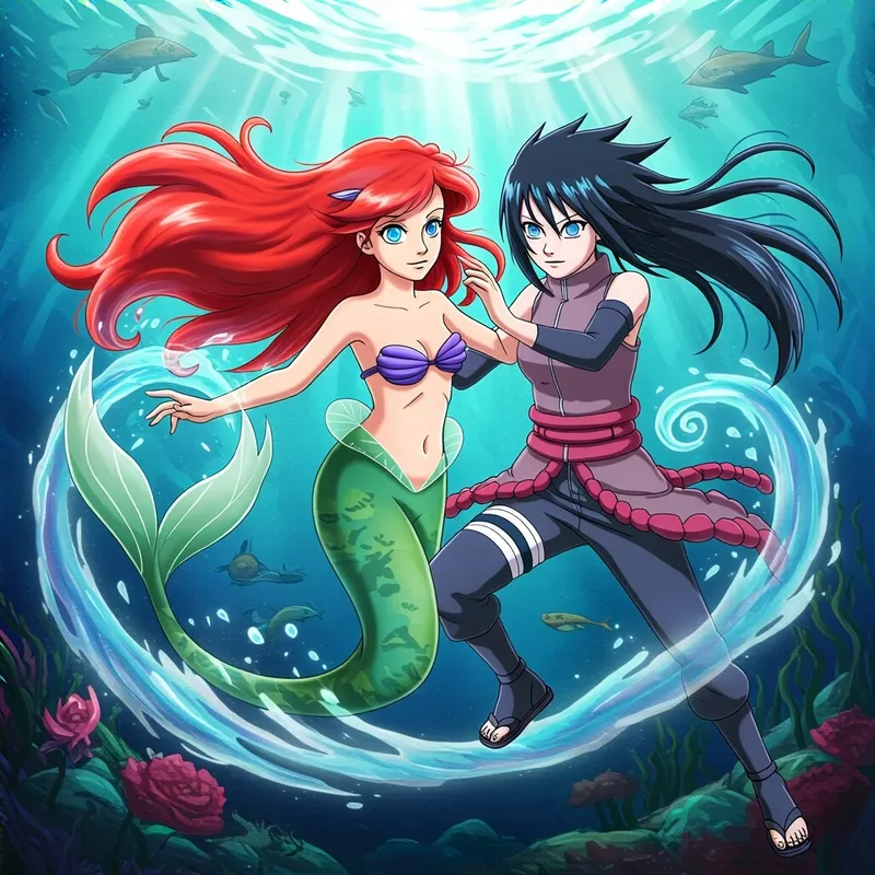 Ariel and Hinata Fusion Character Art