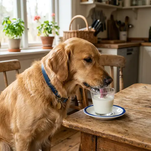 Dog Drinking Milk - Cute Pet Enjoying a Glass of Milk