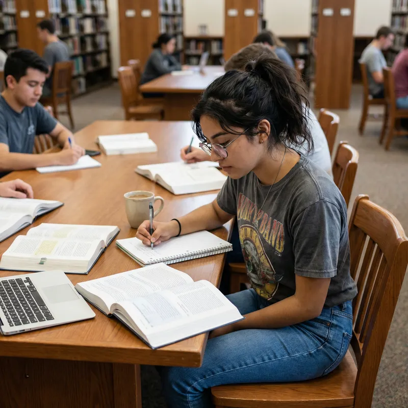 18-Year-Old Student in the Library