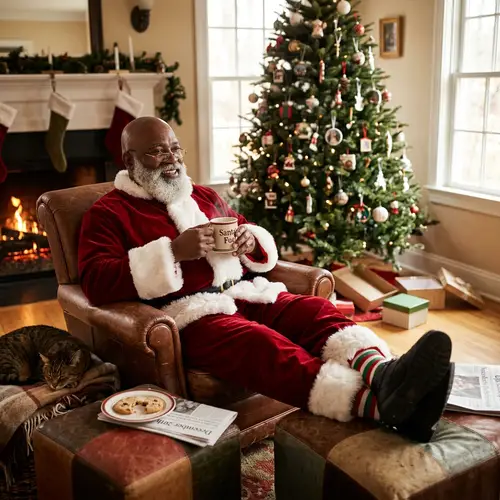 Black Santa Chilling: A Unique Holiday Vibe