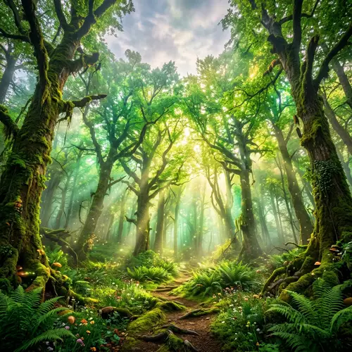 Explore a Mystical Forest with Ethereal Lighting