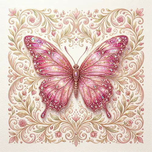 Intricately Detailed Butterfly Design with Nature Elements