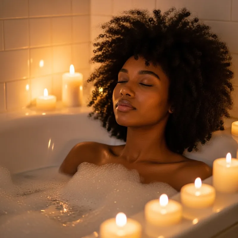Relaxing Bubble Bath: Afro Beauty & Candles
