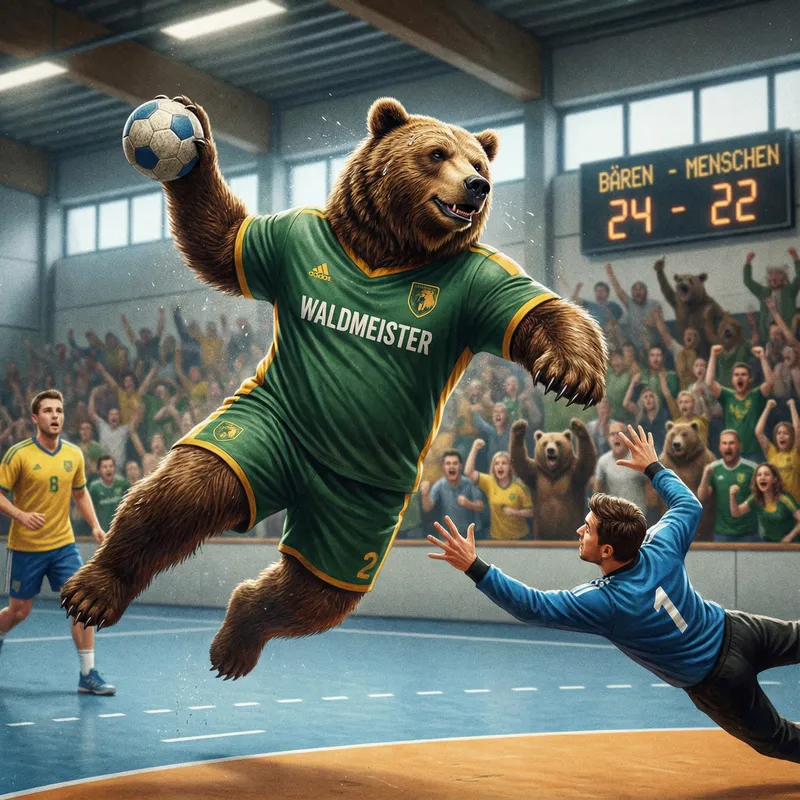 Handball Playing Bear: Fun Sports Imagery