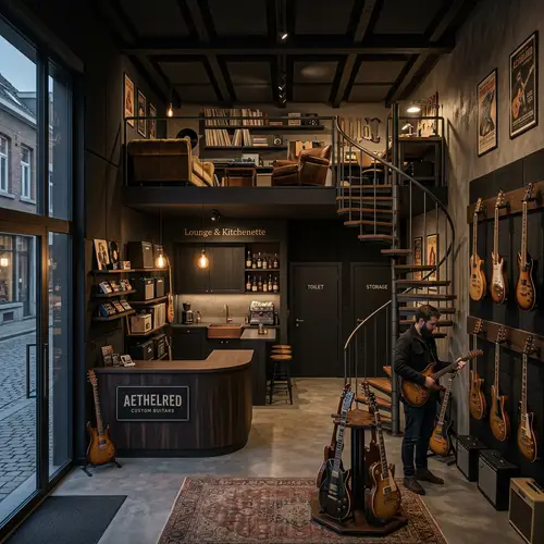 Prestigious Guitar Brand Small Shop | Musical Ambiance Design