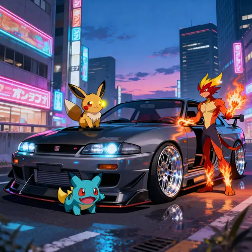 Anime Style Pokémon with S13 Silvia in Japan