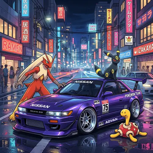 Anime Style Pokémon with S13 Silvia in Japan