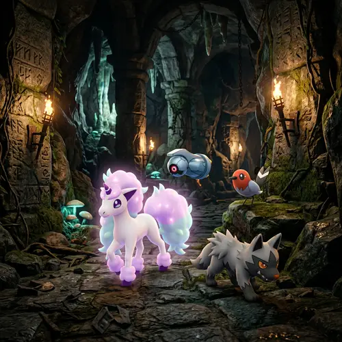 Dungeon Adventure with Unique Pokémon Team