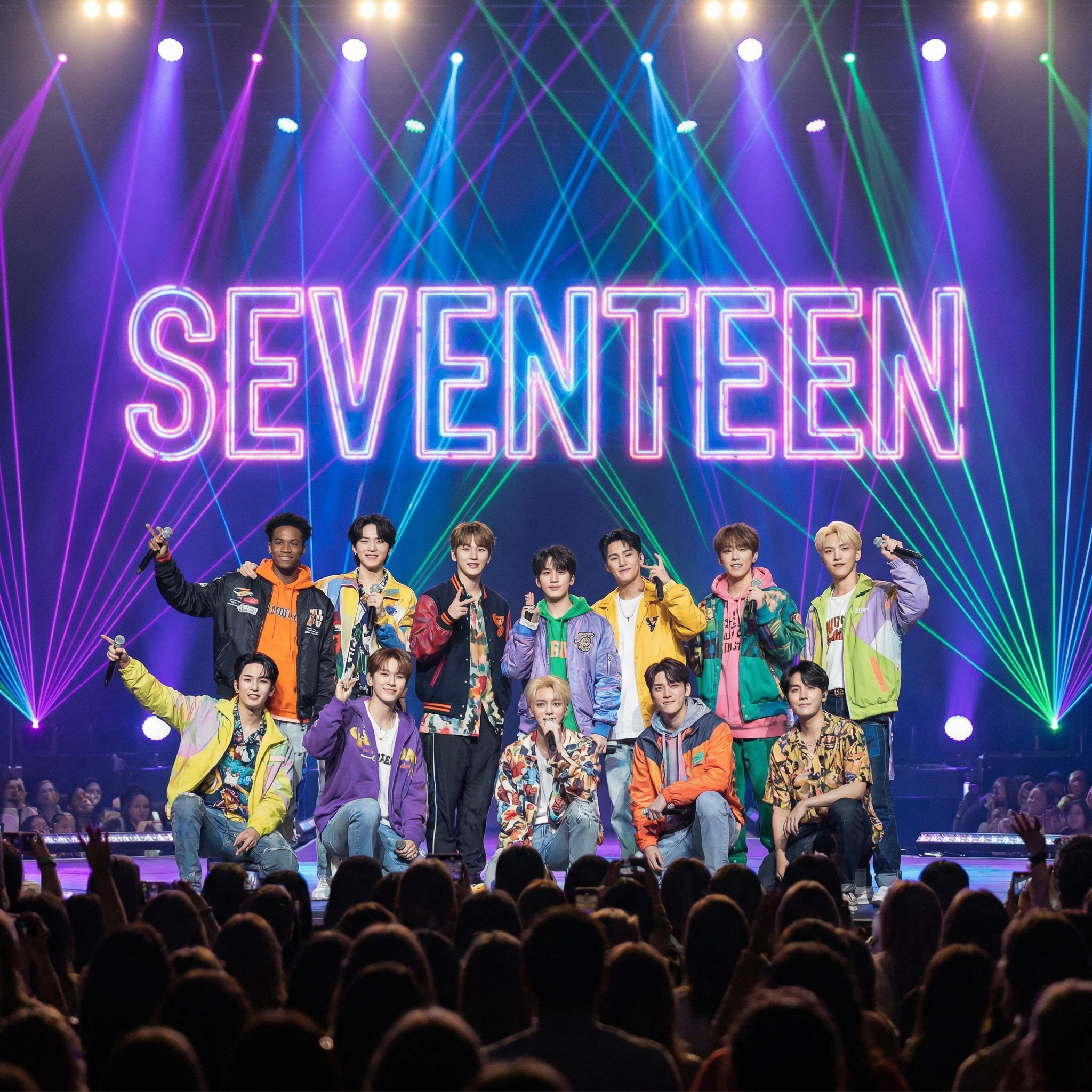 SEVENTEEN Kpop Band | Vibrant Stage Performance | AI Art Generator