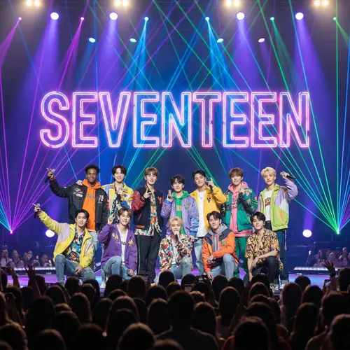 Seventeen Kpop Band | Colourful Stage Performance