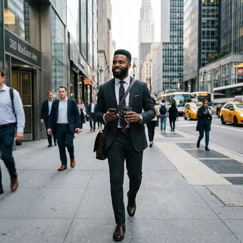 Stylish Businessman Walking to Work