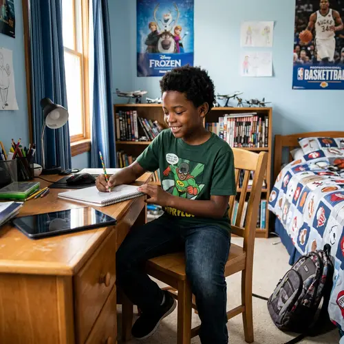 10-Year-Old Black Boy in Room