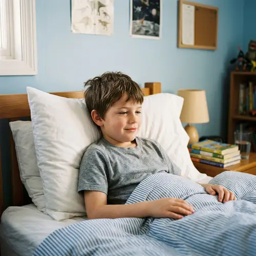 8-Year-Old Boy in Bed - Candid Moments