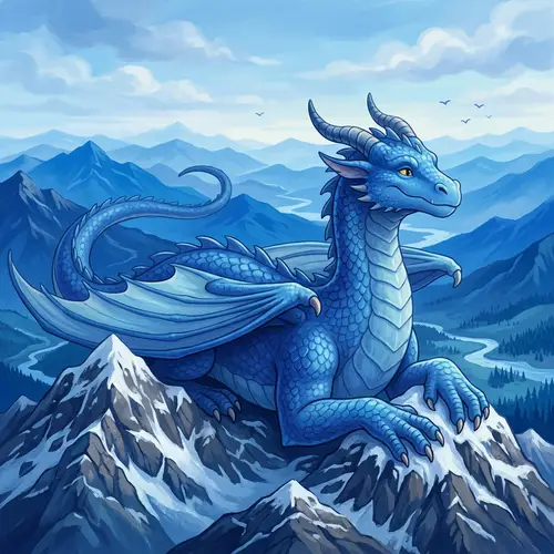 Friendly Dragon in Tranquil Mountain Landscape