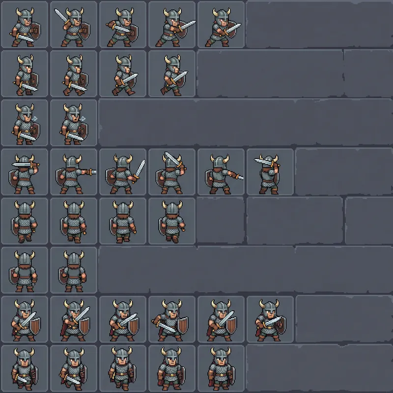 Detailed Dungeons & Dragons Character Sprite Sheet Pixel Art