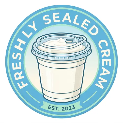 Circular Logo Design with Disposable Plastic Cup and Cream