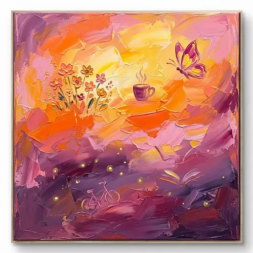 'Finding Joy in the Little Things' - Vibrant Sunset-inspired Abstract Art