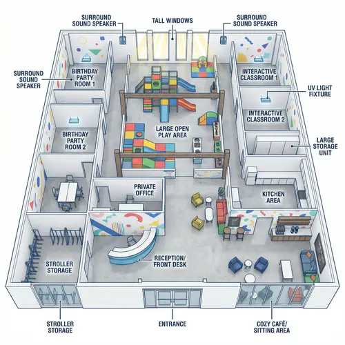 3D Business Storefront Interior Blueprint Design