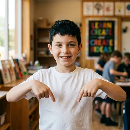 Realistic Portrait of a Smiling Boy in Warm Light