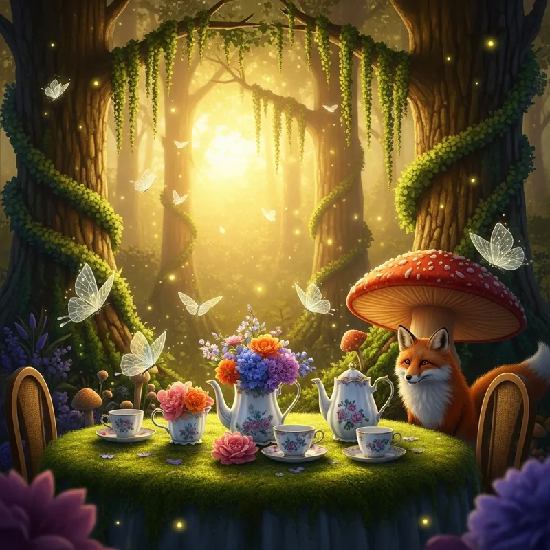 Whimsical Tea Party in an Enchanted Forest