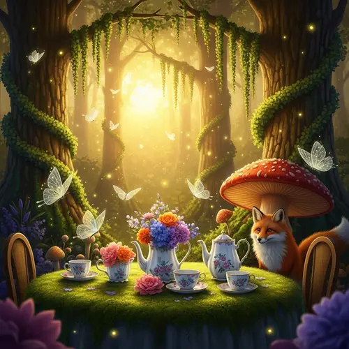Whimsical Tea Party in an Enchanted Forest