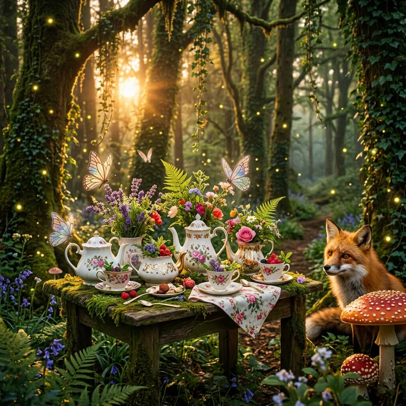 Whimsical Tea Party in an Enchanted Forest