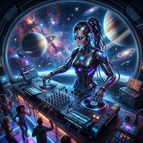 Cyborg DJ in the Universe: A Futuristic Vision