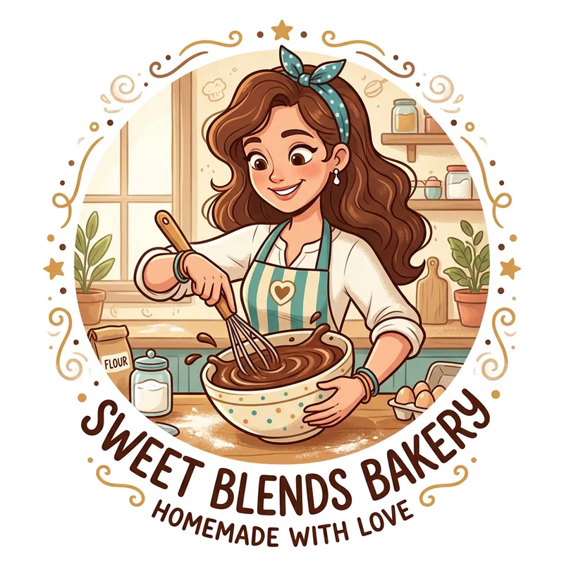 Animated Baking Logo of a Woman with Brown Hair