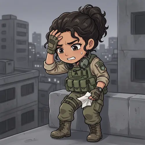Agony of a Middle Eastern Female Leader in Chibi Anime | Salaryman Illustration