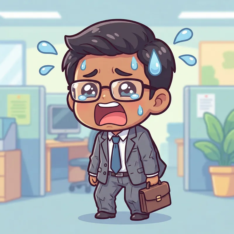 Chibi Anime - Exasperated South Asian Salaryman Illustration