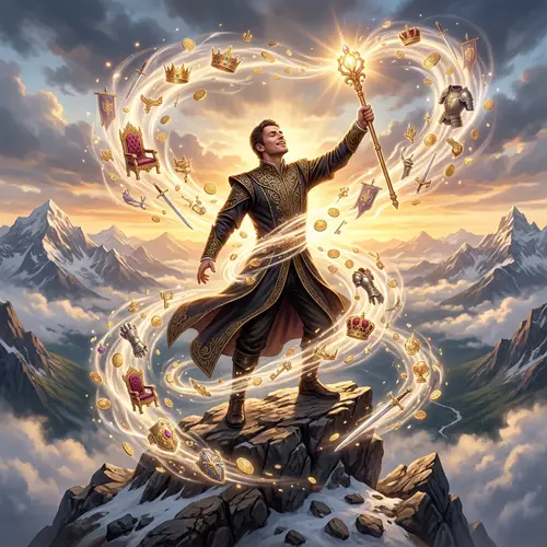 Intoxicating Power: Symbolic Mountain Peak Scepter Scene