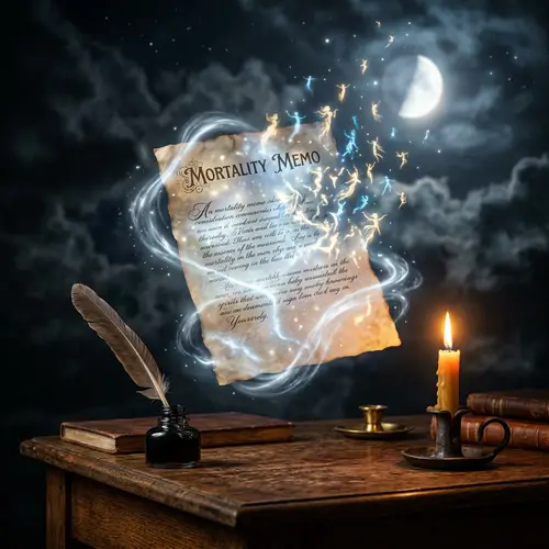 Mortality Memo: Ethereal Document Illuminated by Moonlight