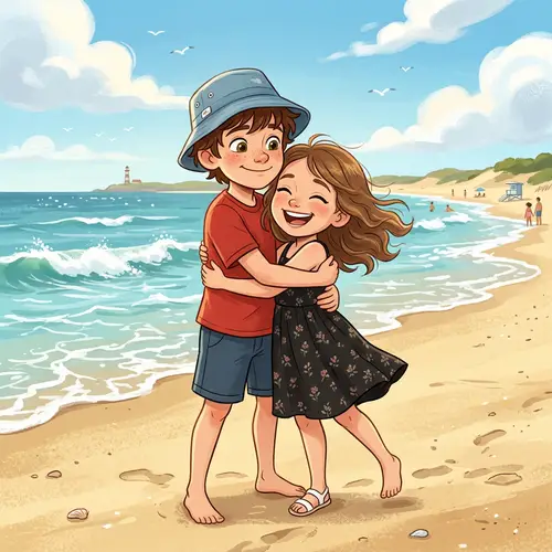 Adorable Siblings Hugging on the Beach | Heartwarming Scene