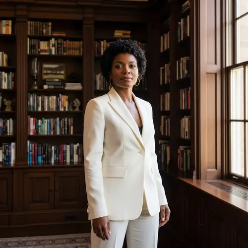 Empowered Black Woman in Elegant Home Library