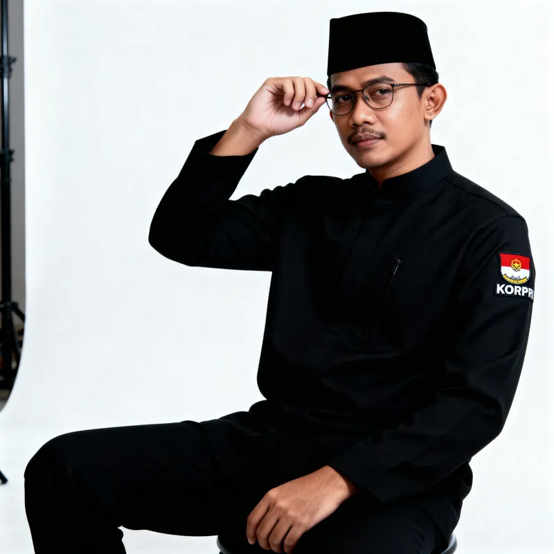 Professional Male Portrait in Black Suit with Logo