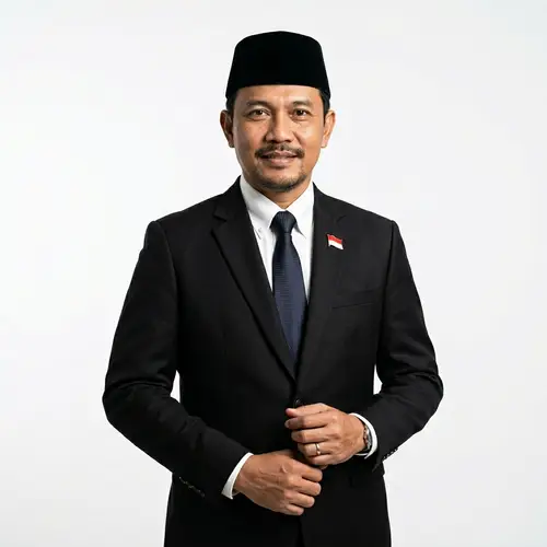 Professional Male Portrait in Black Suit with Logo