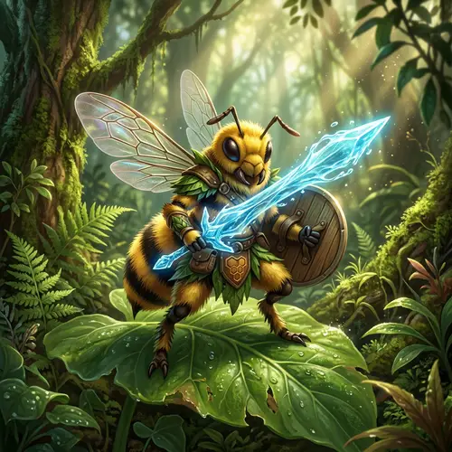 Swordsbee with Magical Water Sword - Mythical Creature