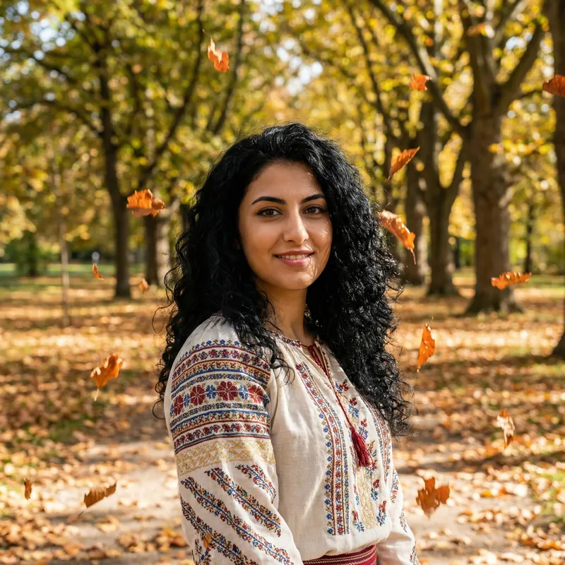 Fotorealistic Beautiful Girl in Traditional Blouse