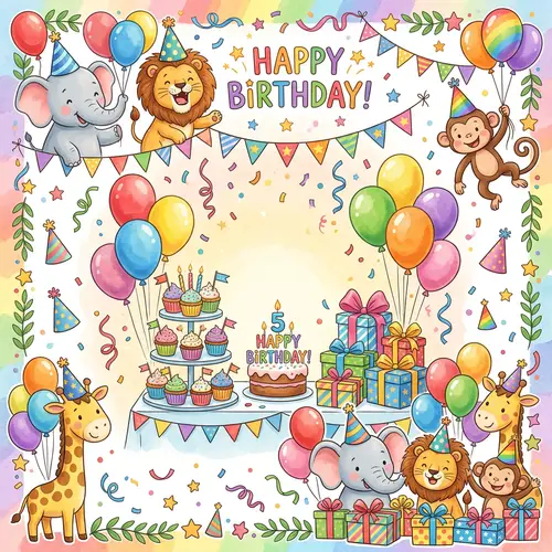 Vibrant Children's Birthday Card Background