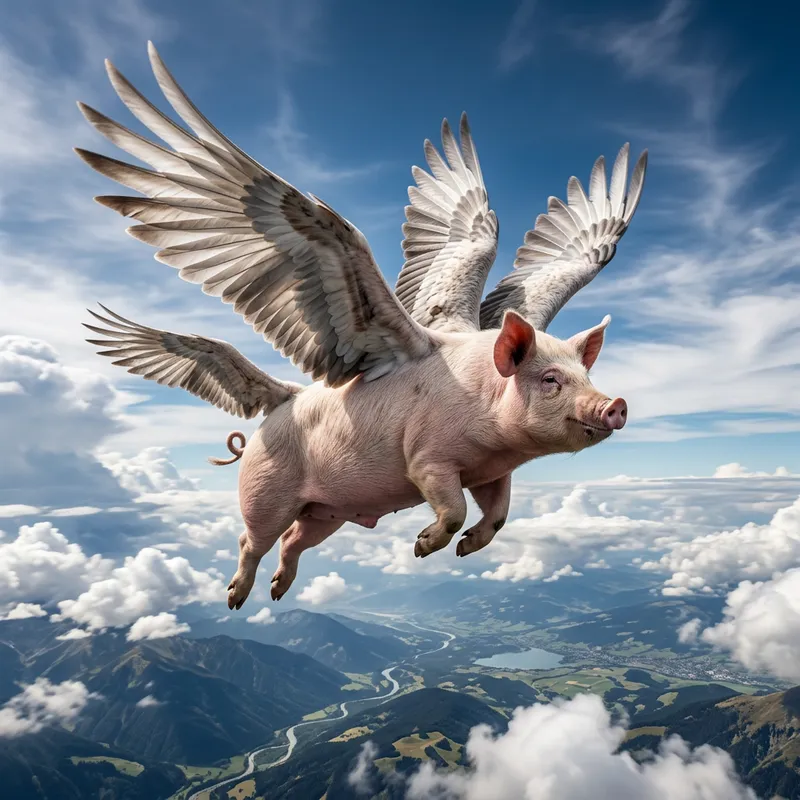 Flying Pig with Six Wings - A Stunning Imagery
