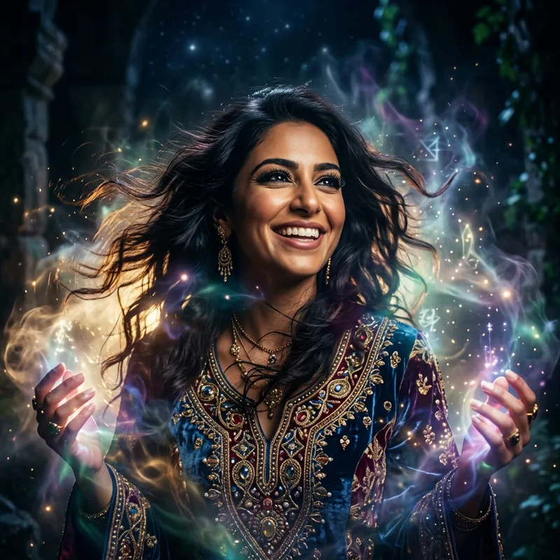 Divine Sorceress with Enchanting Glowing Light | Ethereal Symmetry