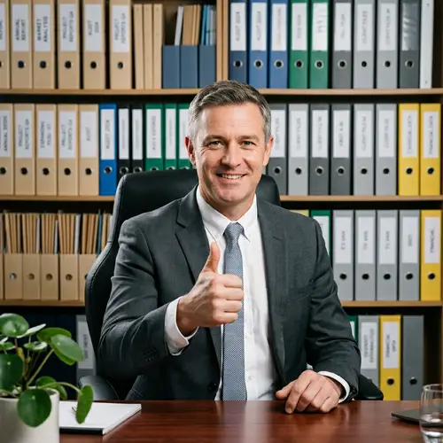 Confident Caucasian Male Studio Portrait in Professional Office Setting
