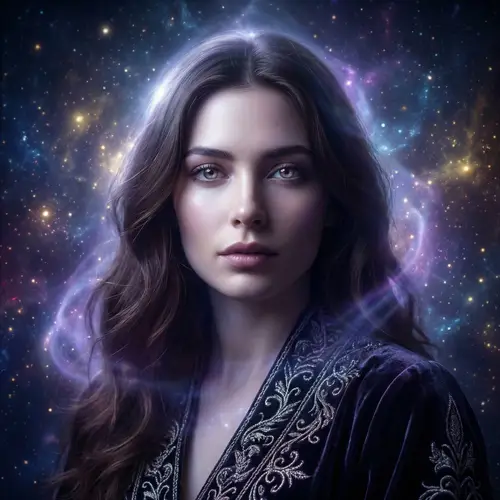 Mesmerizing Sorceress with Flowing Brown Hair | Ethereal Beauty