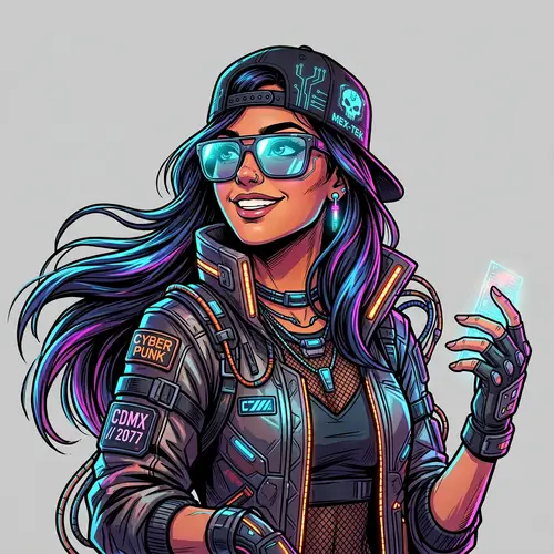 Cinematic 2D Illustration of Young Hispanic Woman