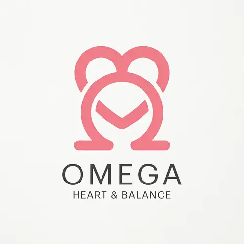 Pink Heart & Omega Symbol Logo Design