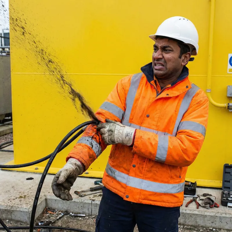 Hydraulic Oil Injection Accident | Shocked Worker in Safety Gear Hydraulic Oil Injection Accident | Shocked Worker in Safety Gear